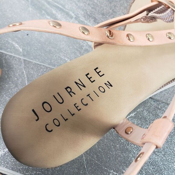 Journee Collection Platform Sandals sz 11 Pink Leather Wedge Cushioned Shoes - Picture 10 of 12